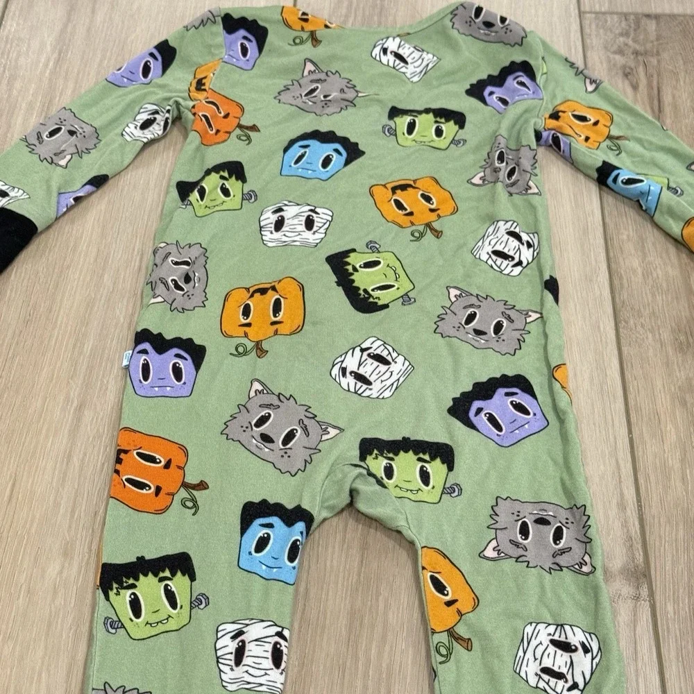 Posh Peanut Halloween Zippy Bamboo‎ Pajamas Size 6-9 Months Pumpkin Frankenstein